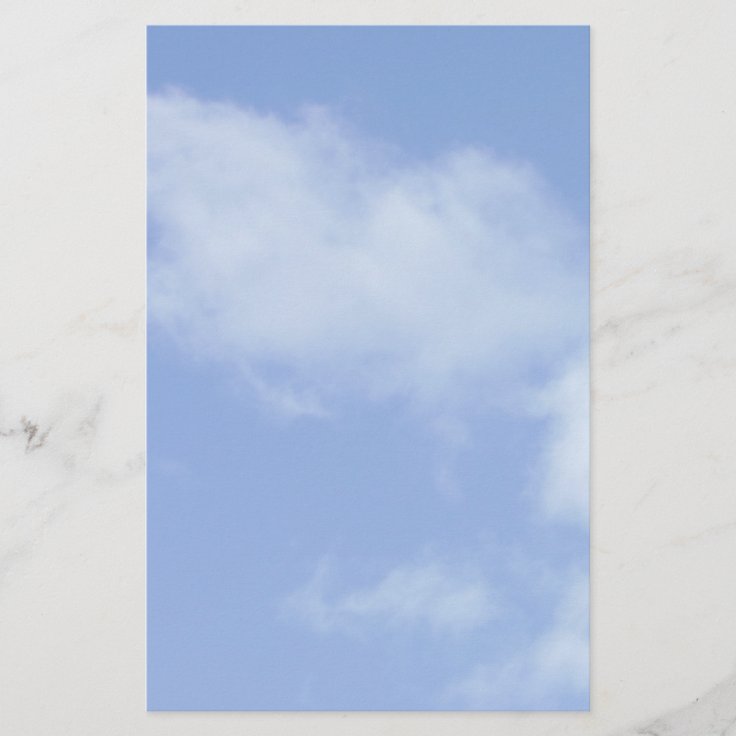 light blue sky w/ clouds stationary stationery | Zazzle
