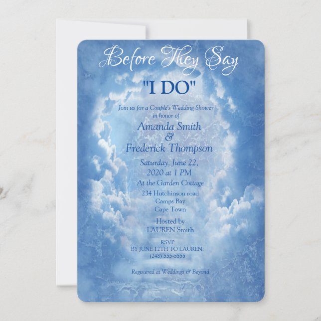 Light Blue Sky with Clouds Wedding Shower Invitation (Front)