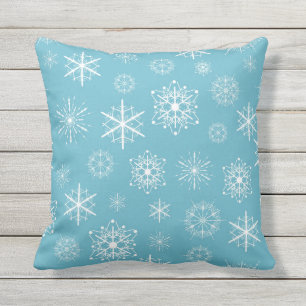 Light Blue Snowflake Christmas Design Cushion