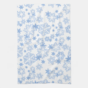 Light Blue Snowflakes on White Tea Towel