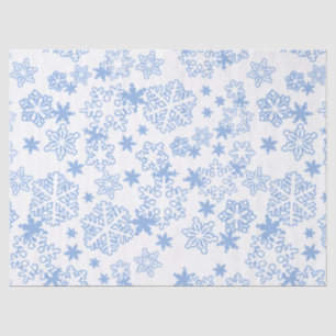 Light Blue Snowflakes on White Tissue Paper