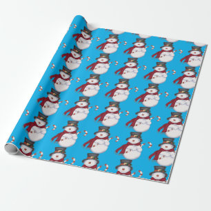 Light Blue Snowman Wrapping Paper