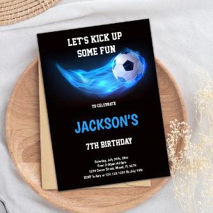 Light Blue Soccer Birthday Invitation