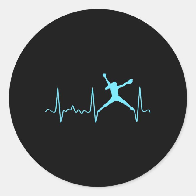 Light Blue Softll Pitcher Heartbeat - Fastpitch So Classic Round Sticker (Front)