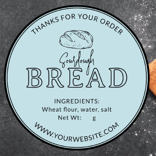 Light Blue Sourdough Bread Thank You Sticker