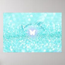 Light Blue Sparkly Glitter Butterfly Princess