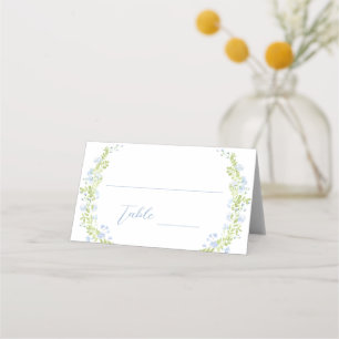 LIght Blue Spring Flower Bridal Shower Wedding Place Card