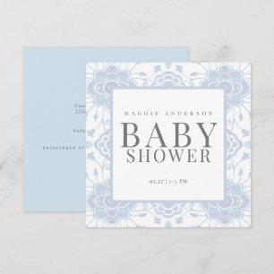 Light Blue Square Baby Shower Invitation