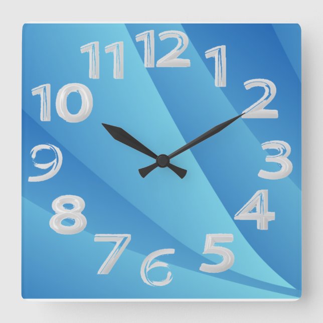 Light blue square wall clock (Front)