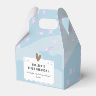 Light Blue Star And Heart Birthday Favour Box