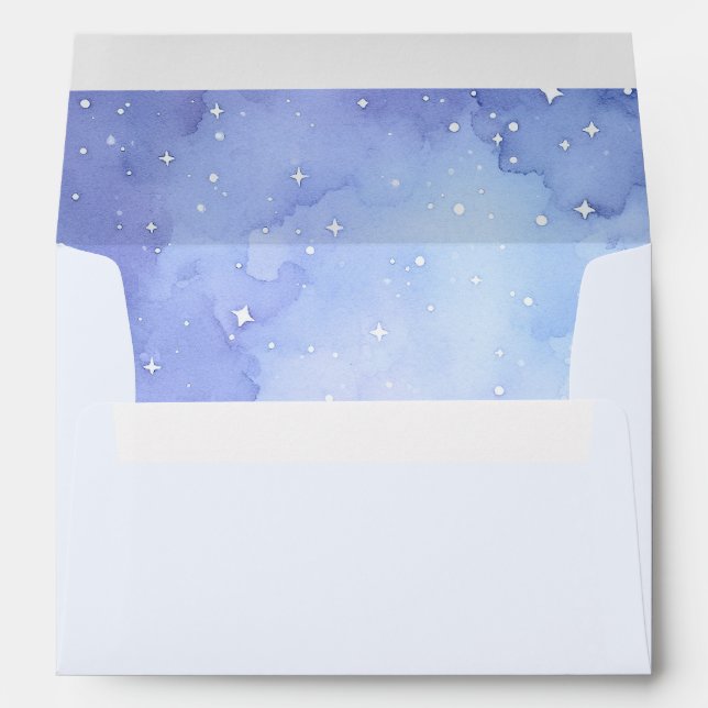 Light Blue Starry Night and Bat Cute Baby Shower Envelope (Back (Bottom))