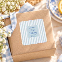 Light Blue Stripe 21st Birthday Coastal Chic