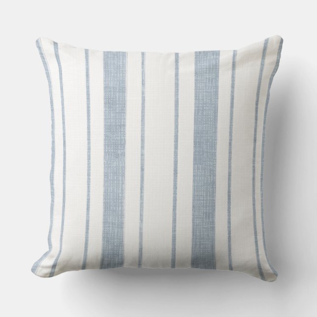 Light Blue Striped Throw Pillow (Front)