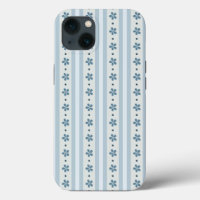 Light Blue Stripes And Flowers