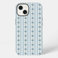 Light Blue Stripes And Flowers