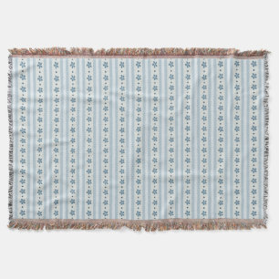 Light Blue Stripes And Flowers Throw Blanket