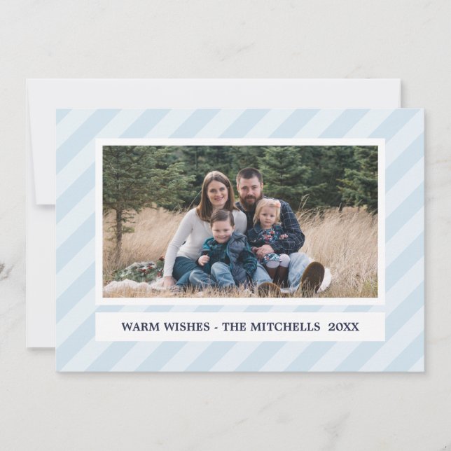 Light Blue STRIPES  |  CUSTOM Holiday Photo (Front)