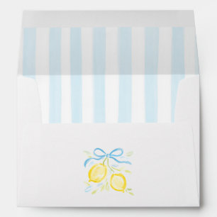 Light Blue Stripes Lemon Branches With Bow Envelope