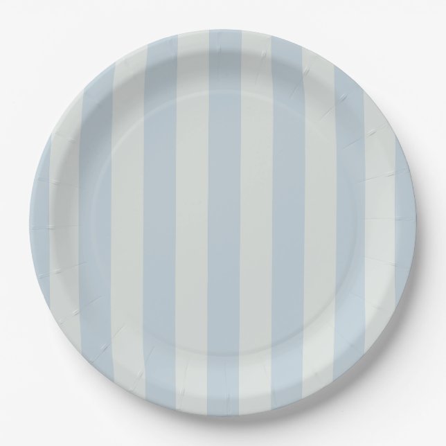 Light Blue Stripes Paper Plate (Front)