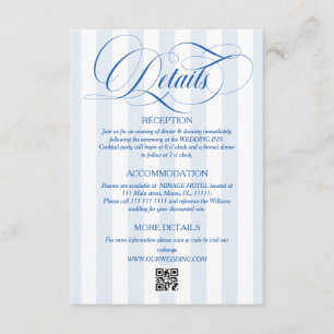 Light Blue Stripes Wedding Details Enclosure Card