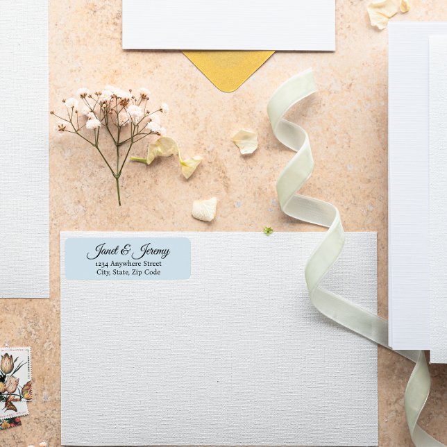 Light Blue Stylised Names Wedding Return Address (In Situ Wedding)