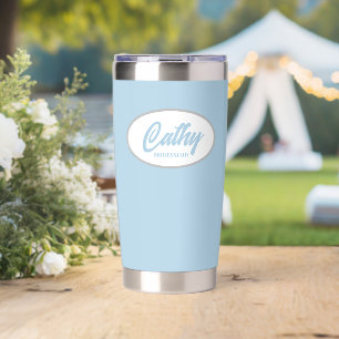 Light Blue Stylised Wedding Bridesmaid Name Insulated Tumbler