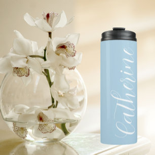Light Blue Stylised Wedding Bridesmaid Name Thermal Tumbler