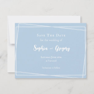 Light Blue Stylish Script Elegant Wedding Save The Date
