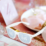 Light Blue Stylish Script Novelty Wedding Initials Retro Sunglasses<br><div class="desc">These novelty sunglasses make a fun keepsake favour for your wedding guests. Each lens features a design with a geometric border,  the couple's initials and the wedding date. To customise these cool shades,  click the 'Personalise' button to continue.</div>