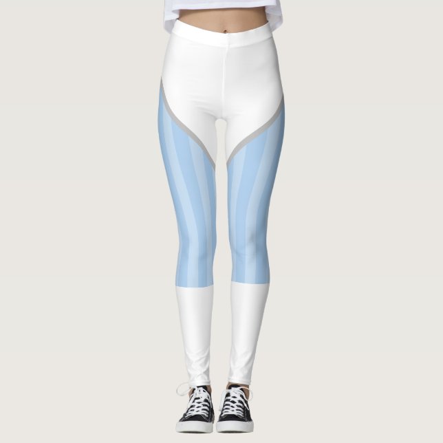 Light Blue Super Hero Halloween Costume Leggings (Front)