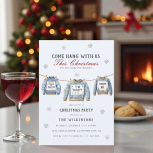 Light Blue Sweater Weather Christmas Party  Invitation