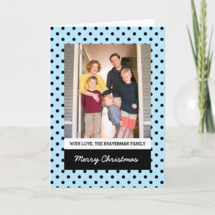 Light Blue Sweet Polka Dot Holiday Photo Card