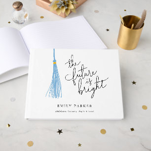 Light Blue Tassel The Future Is Bright Graduation Guest Book