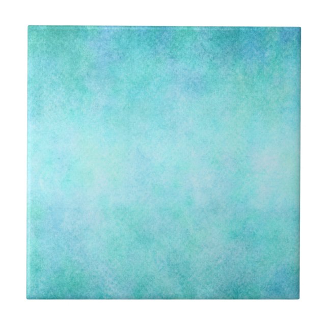 Light Blue Teal Aqua Watercolor Paper Colourful Tile (Front)