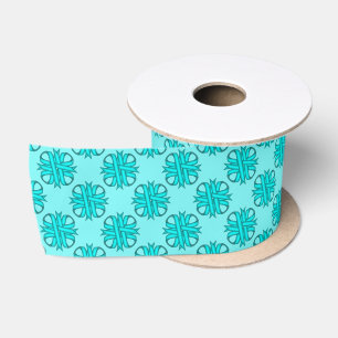 Light Blue / Teal Clover Ribbon by Kenneth Yoncich Satin Ribbon