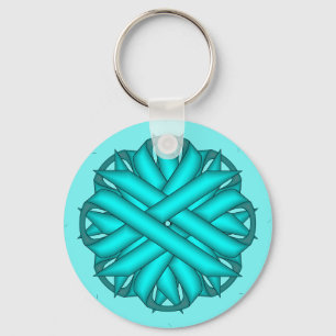 Light Blue / Teal Flower Ribbon by Kenneth Yoncich Key Ring