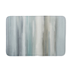 Light Blue Teal Gray Brown Abstract Stripe Bath Mat