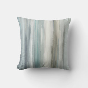 Light Blue Teal Gray Brown Abstract Stripe Cushion