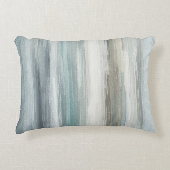 Light Blue Teal Gray Brown Abstract Stripe Decorative Cushion (Front)