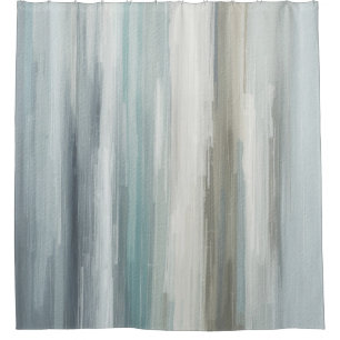 Light Blue Teal Gray Brown Abstract Stripe Shower Curtain