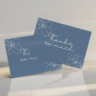 Light Blue "Thanks So Much" Hand-Drawn Wildflower Thank You Card