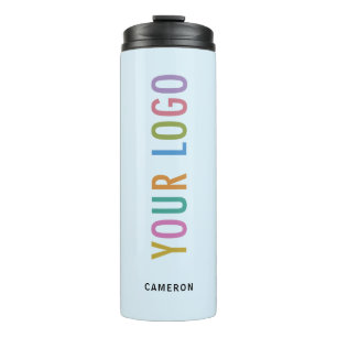Light Blue Thermal Water Bottle Company Logo 12 oz