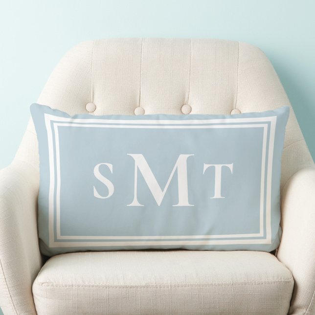 Light Blue Three Letter Monogram Lumbar Cushion (Creator Uploaded)