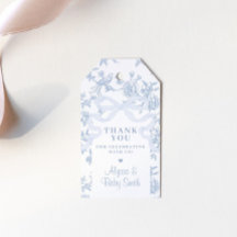 Light Blue Toile and Bow Baby Shower Favour