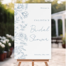 Light Blue Toile Bridal Shower Welcome Sign