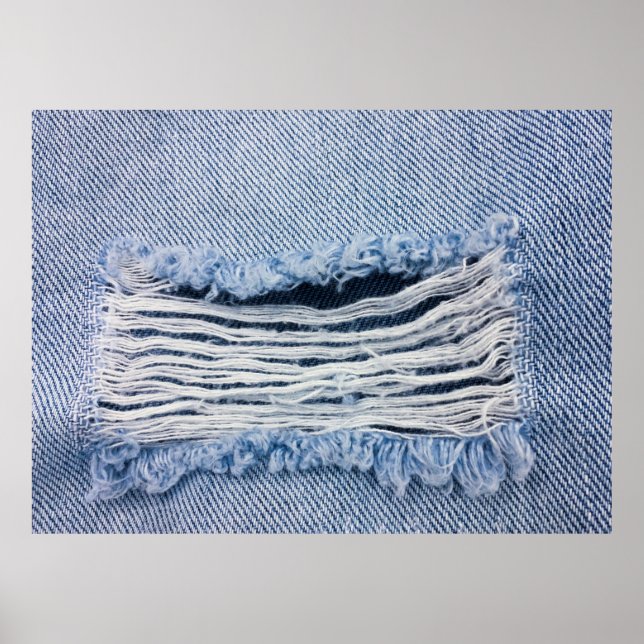 Light blue torn Jeans texture. Poster (Front)
