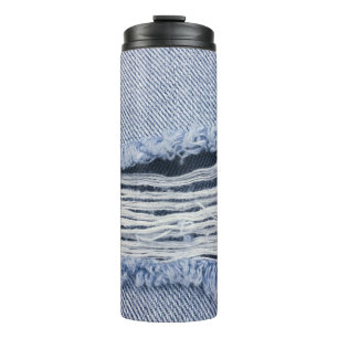 Light Blue Torn Jeans Texture Thermal Tumbler