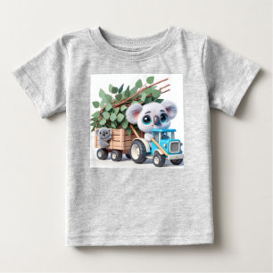 Light Blue Tractor with Koala Baby T-Shirt
