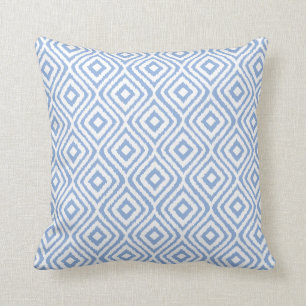 Light Blue Tribal Ikat Diamond Pattern Cushion