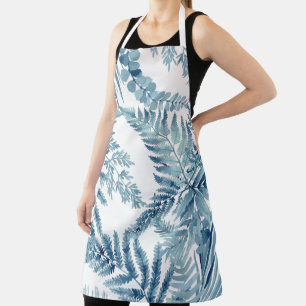 Light Blue Tropical Leaves Apron